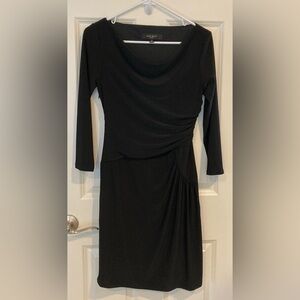 Nine West Black Ruched Cowl Neck 3/4 Sleeve Sheath Dress Women’s Size 6
